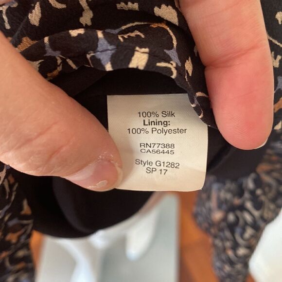 Madewell Black Printed Silk Fiesta Paisley Bell-Sleeve Mini Tunic Dress Size 2 - Picture 11 of 16